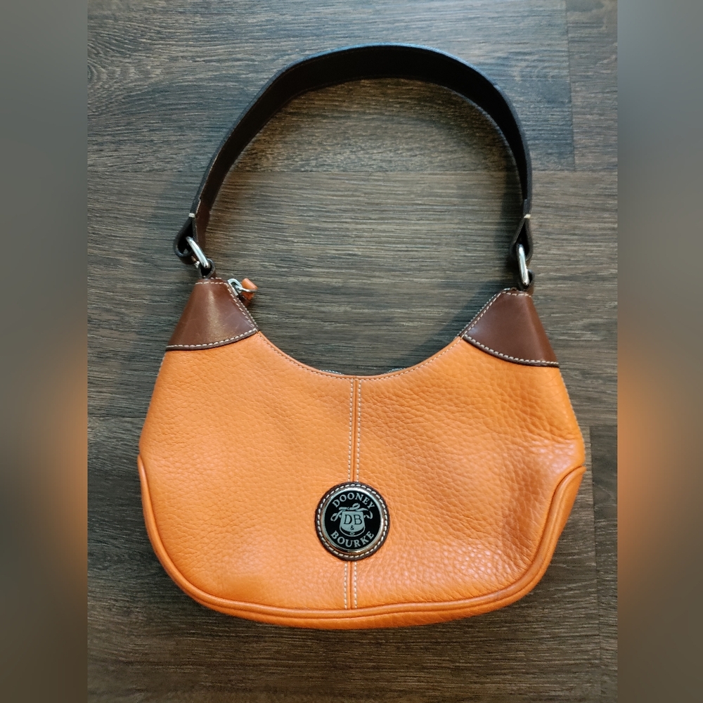 Vintage Doonkey Bourke Small leather Pebble Orange And Brown HOBO Handbag